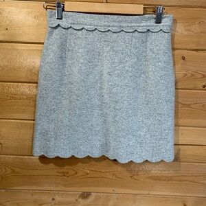 Vintage Wool Grey Skirt Club Monaco Scalloped‎ Hem Twee Office Vixen Size Small